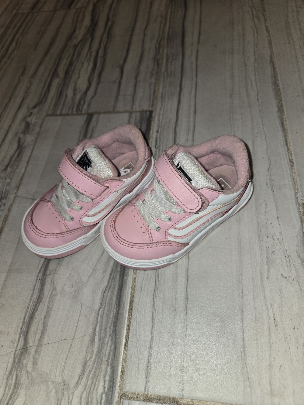 Toddler pink velcro Vans